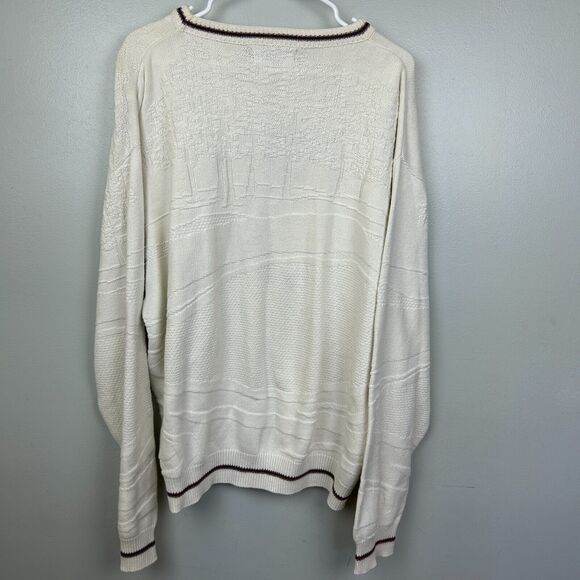 Shenandoah Sweater Mens XL White Long Sleeve Crew Fisherman Embroidered Golfer - Picture 4 of 7